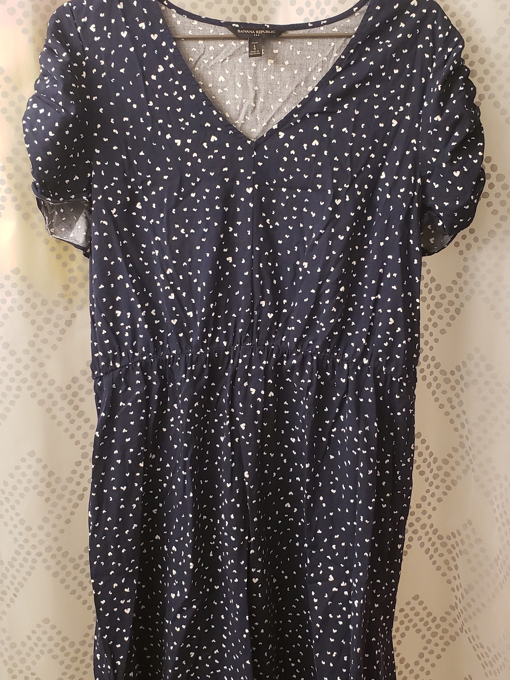 Banana Republic Navy V-neck Short-sleeved Mini Dress (Petite L)